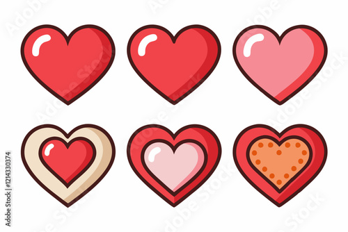 Colorful heart icons on a white background