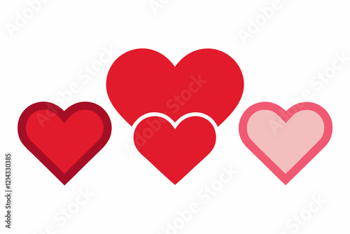 Heart icons collection featuring various sizes on a clean background