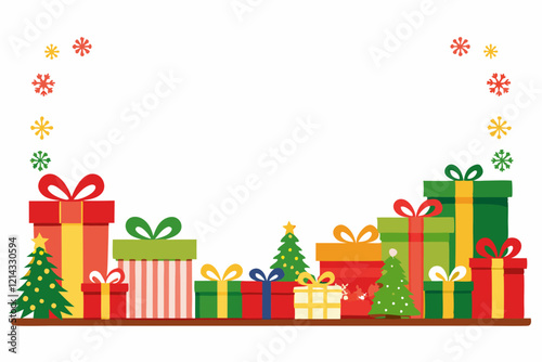 Colorful Christmas gifts border perfect for holiday celebrations