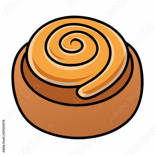 Deliciously swirled cinnamon bun illustration with a clean outline