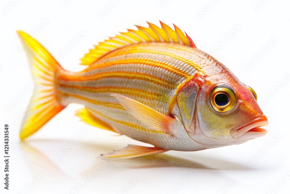 Fototapeta premium Golden Threadfin Bream, Isolated, White Background, Tilt-Shift, Miniature Fish