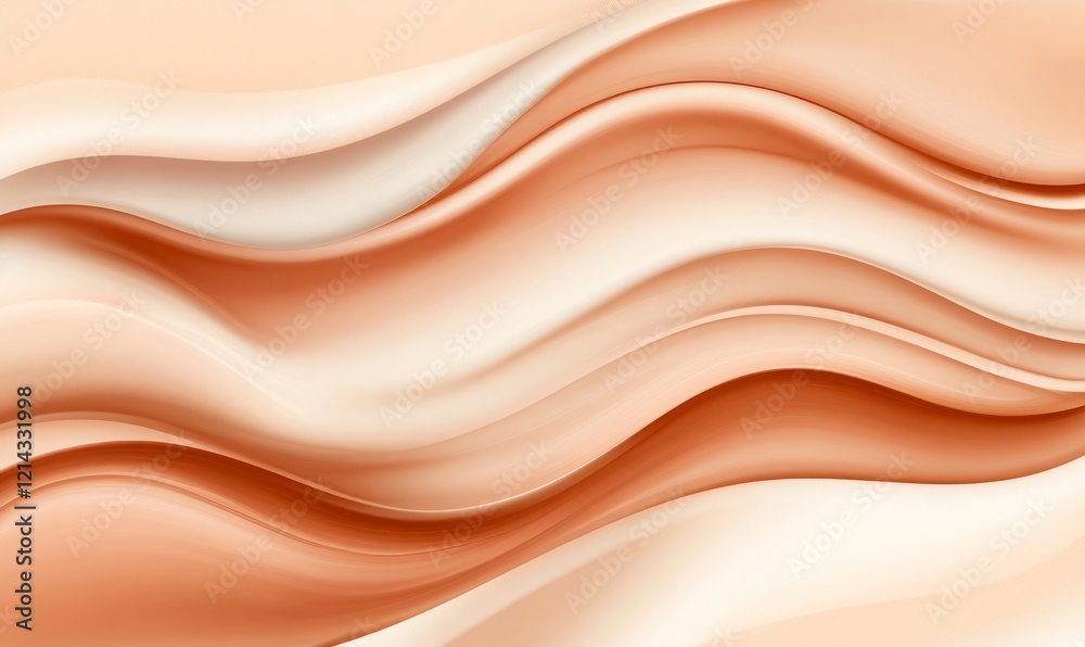 Fototapeta premium Abstract Flowing Texture Design Featuring Soft Cream and Coral Tones in Wavy Patterns