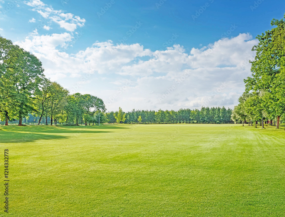 Naklejka premium 芝生の公園と青空