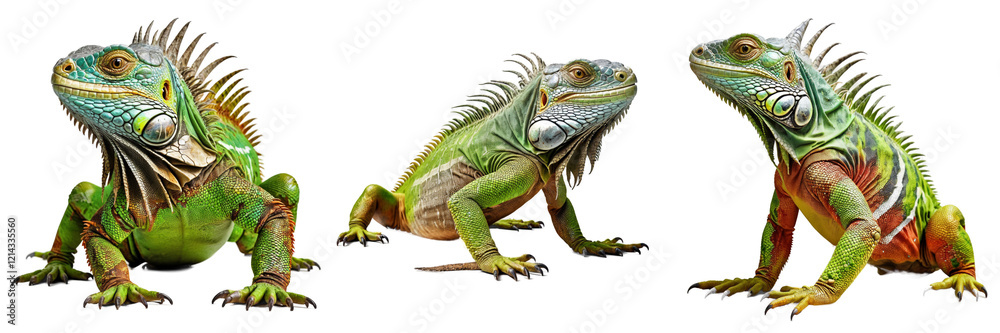 A vivid trio of artistic lizards showcasing vibrant colors and intricate designs A vivid trio of artistic lizards showcasing vibrant colors and intricate designs