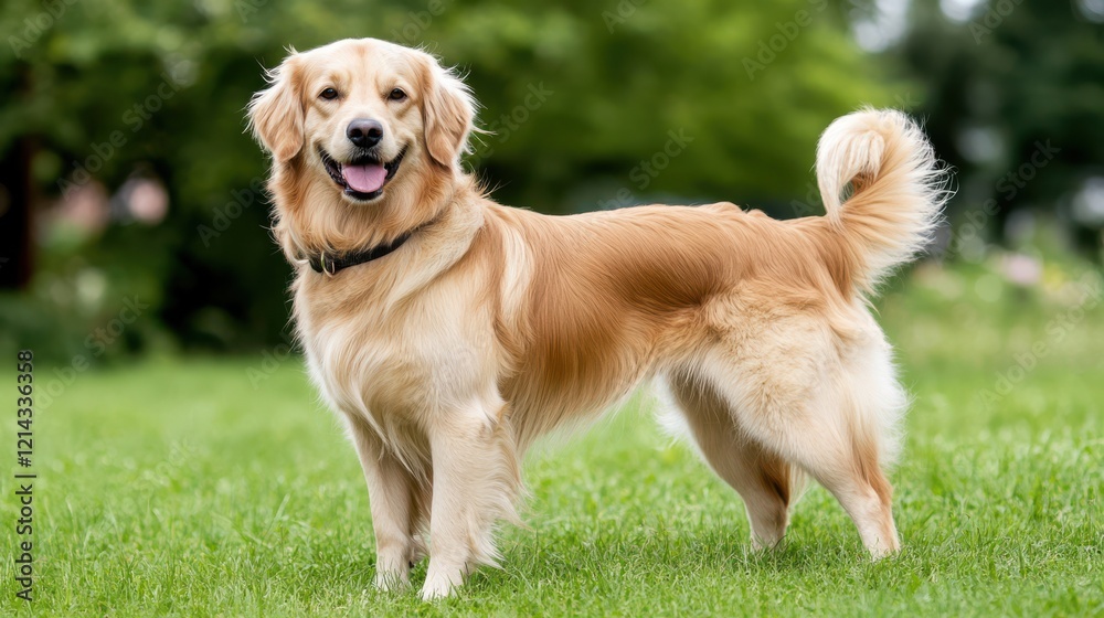 Happy Dog Standing Proudly in Open Field Happy Dog Standing Proudly in Open Field
