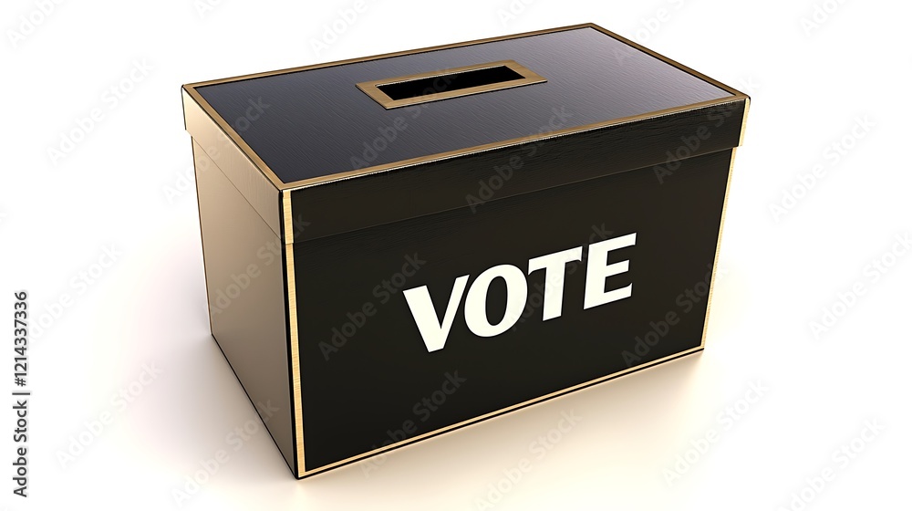 Black and gold vote box isolated on white background for elections Black and gold vote box isolated on white background for elections