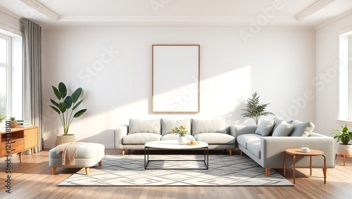 Wallpaper Mural Modern Minimalist Living Room Interior Design Gray Sofa rug home cozy chic calm decor style house    Torontodigital.ca