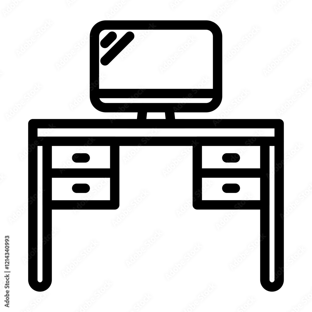 Computer Table Vector Design Icon Style Computer Table Vector Design Icon Style