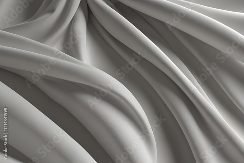 3D render beautiful folds of white silk in full screen, like a beautiful clean fabric background. Generative AI photo