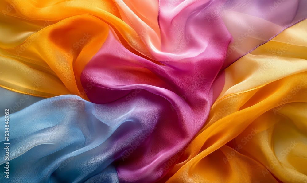 Obraz premium Colorful abstract fabric waves flowing gracefully in soft light