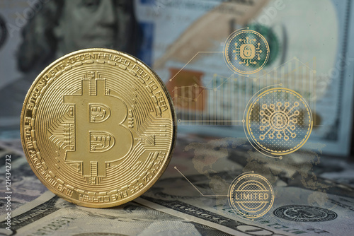 Obraz na płótnie Zdecentralizowane finanse. Koncepcja krypto walut, najważniejsze cechy. w salonie