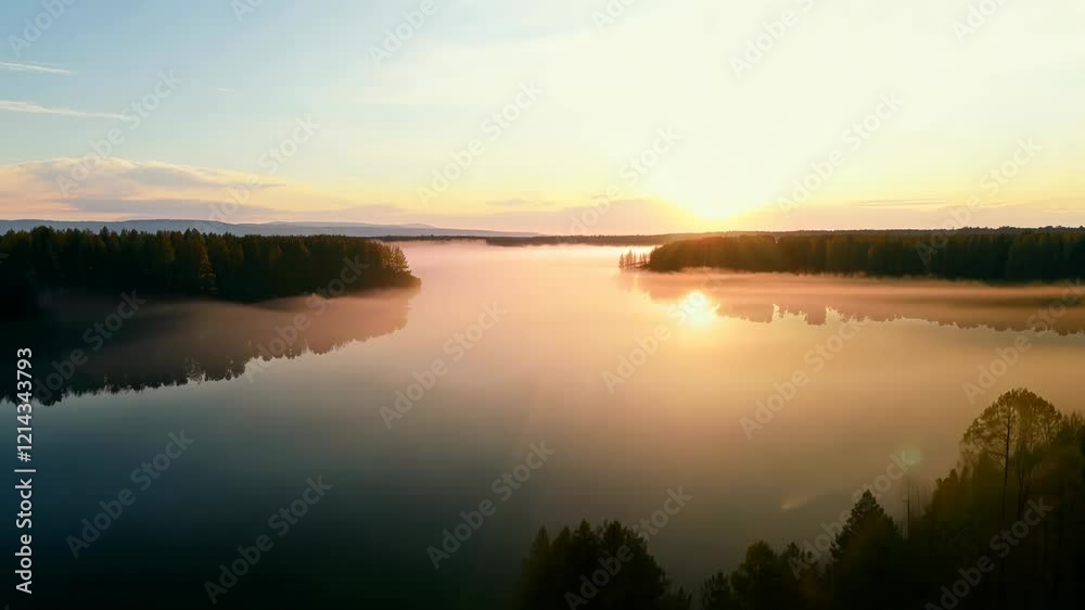 first person video of sunrise over a foggy lake featuring lush trees and calming waters in the early morning first person video of sunrise over a foggy lake featuring lush trees and calming waters in the early morning