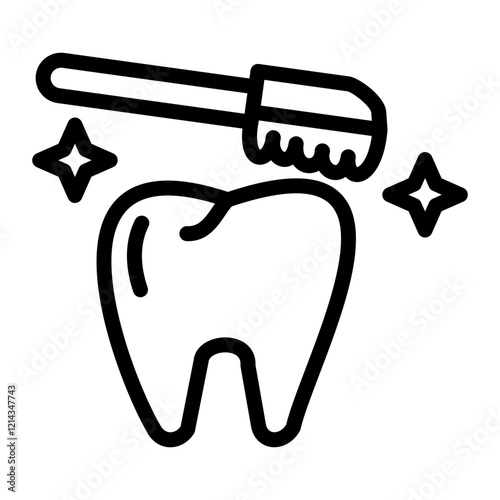 Cleaning Tooth with Brush Vector Design Icon Style