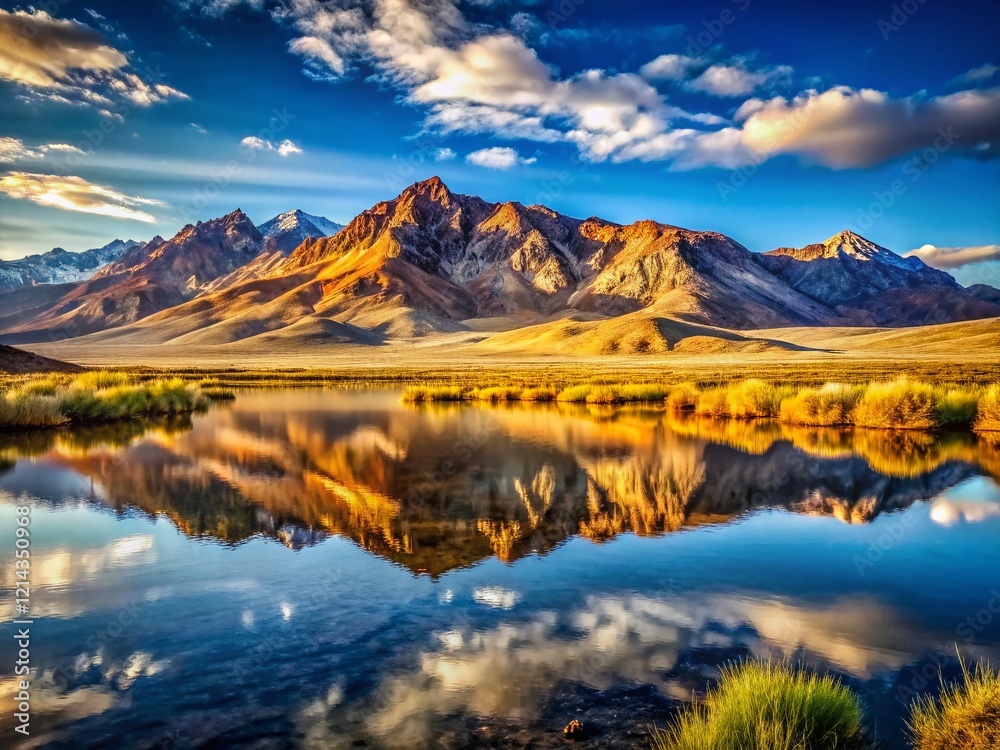 Fototapeta premium High Desert Lake & Mountain Serenity: Arid Landscape Photography