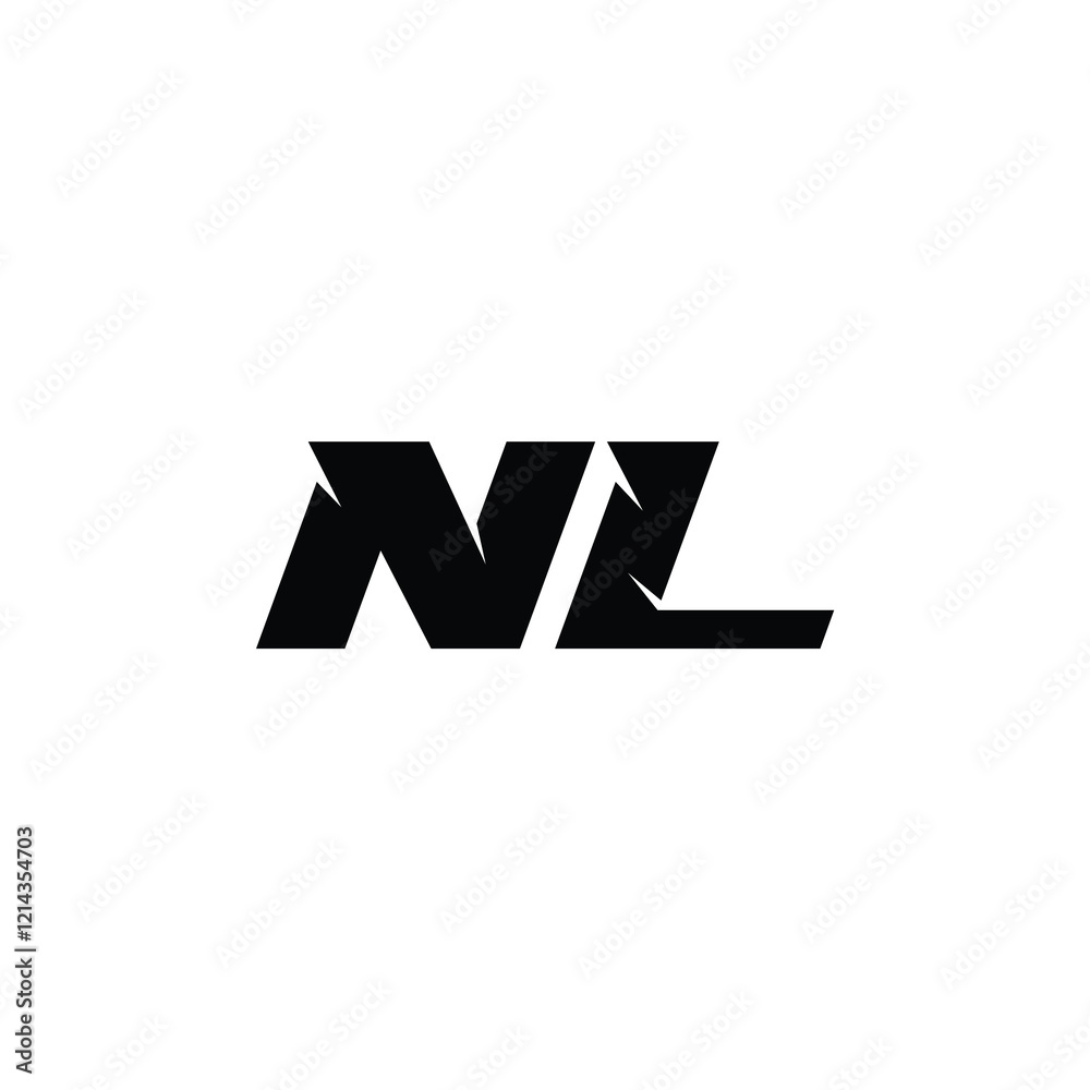 Obraz premium NL monogram logo design letter text name symbol monochrome logotype alphabet character simple logo