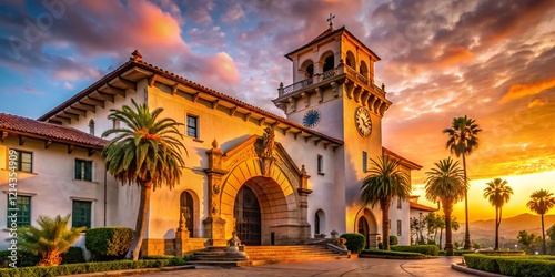 Historic Santa Barbara County Courthouse Exterior, California, USA - Urban Exploration Photography