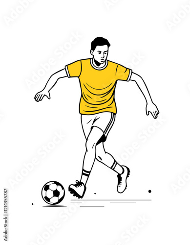 Soccer player kicking the ball. Vector illustration on a white background.
