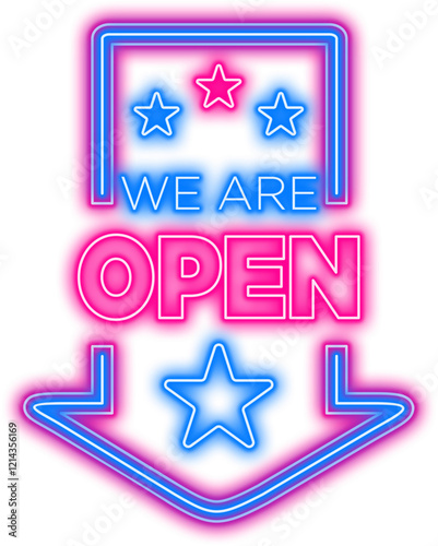Neon We Are Open Sign