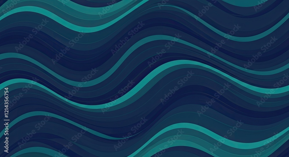 Serene Blue Waves Abstract: Abstract  seamless pattern of flowing blue and teal waves. A visually calming and  dynamic background for design projects. 