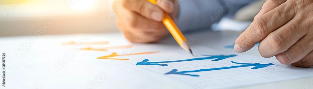 Clarity captured in a photo of a person sketching arrows on a blank progress tracker.