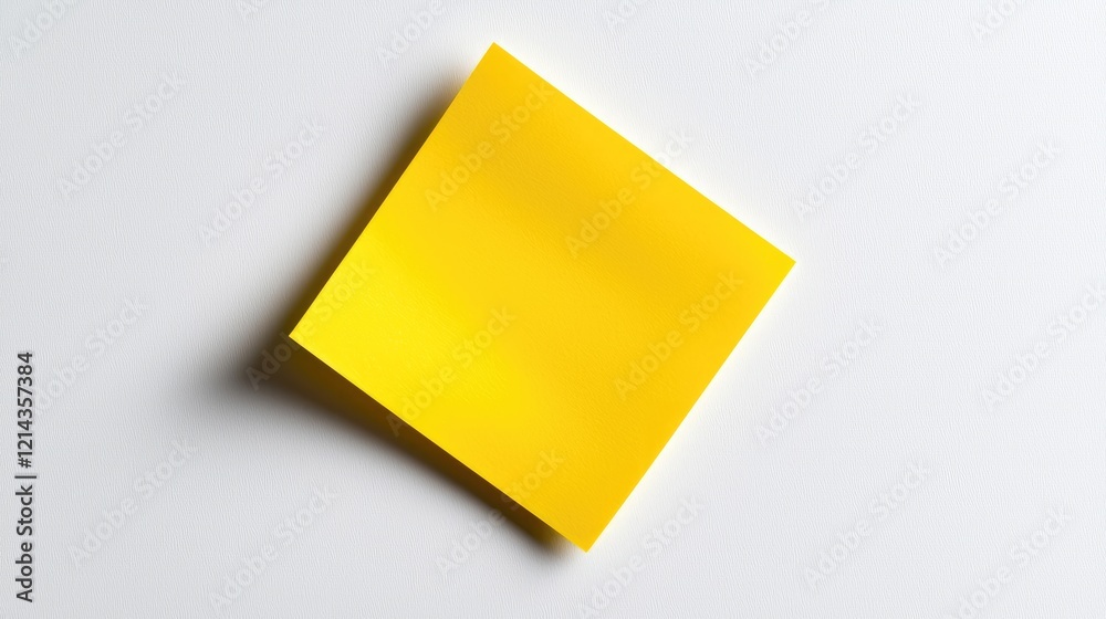 Yellow sticky note on white background, workspace concept Yellow sticky note on white background, workspace concept