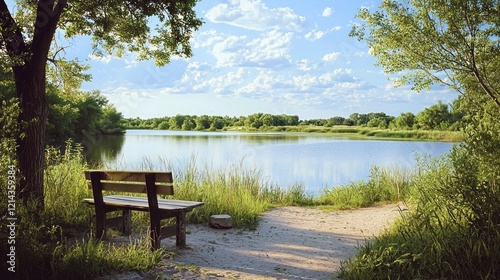 Fototapeta Naklejka Na Ścianę i Meble -  An outdoor view of a serene landscape, representing the calm and spiritual peace of Sabbath rest