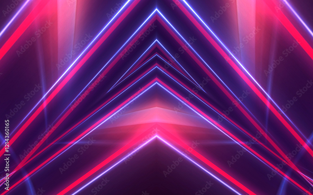 Fototapeta premium Abstract neon background with bright neon lines and rays, scene.