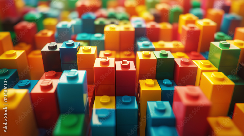 Fototapeta premium Stacked Building Blocks Forming Colorful Patterns