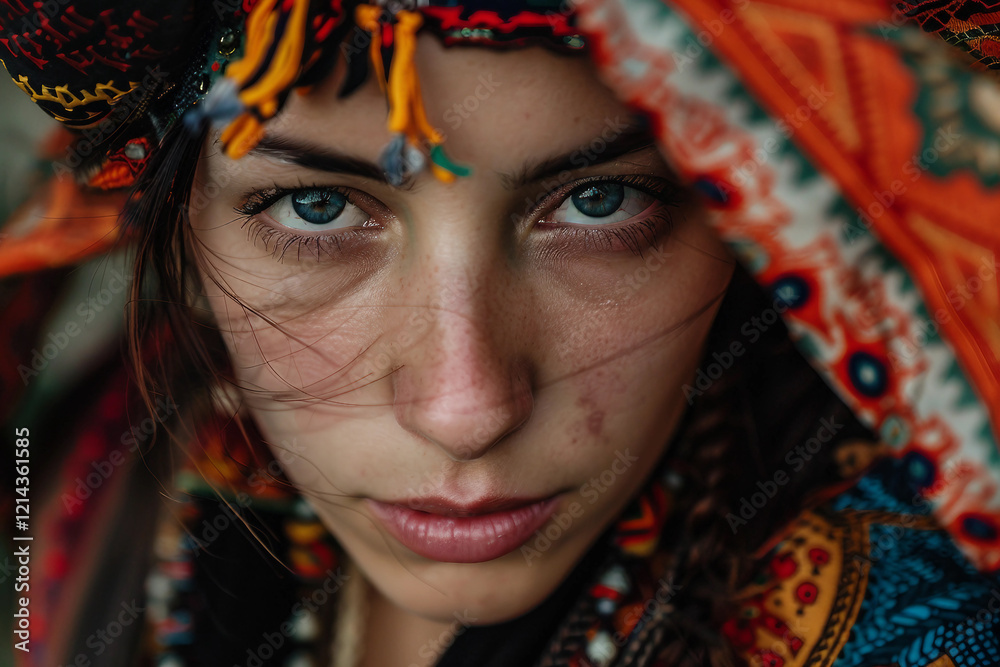 Obraz premium Portrait of a person male female in Traditional Gypsy Attire Celebrating Cultural Heritage, Generative AI