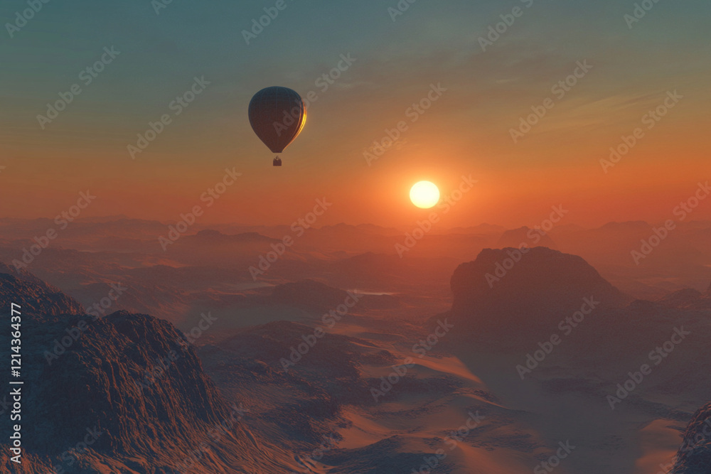Serene Sunrise: Hot Air Balloon Ascending Majestic Desert Dunes, Vibrant Horizon Glow, Upscaled High-Resolution Image Perfect for Travel, Adventure, and Nature-Themed Designs, Prints, and Digital Serene Sunrise: Hot Air Balloon Ascending Majestic Desert Dunes, Vibrant Horizon Glow, Upscaled High-Resolution Image Perfect for Travel, Adventure, and Nature-Themed Designs, Prints, and Digital