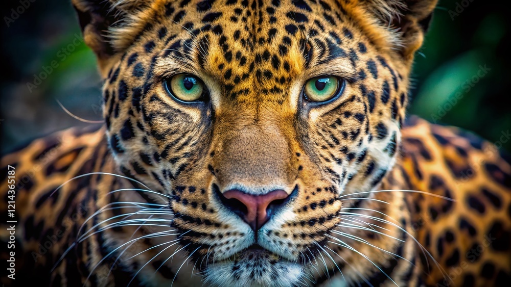 Obraz premium Intense Leopard Close-Up: Wild Cat Portrait Photography