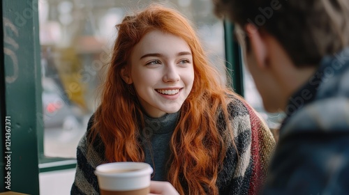 College students conversing in a cafe, enjoying coffee and exchanging thoughts.