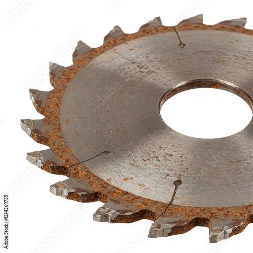 old rusty circular saw blade isolated photo