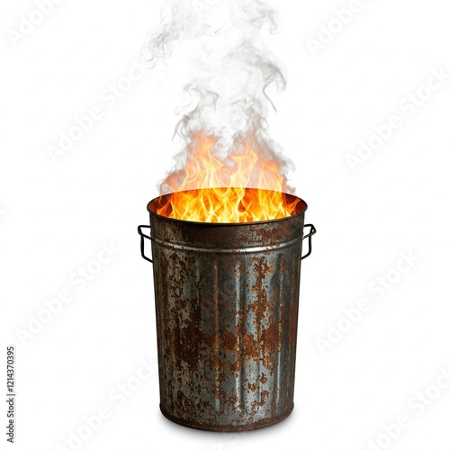 fire burning in a metal container