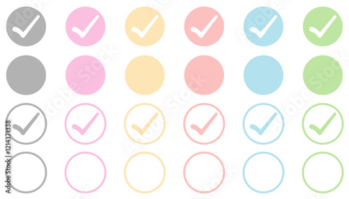 レ点マーク　チェックマーク　パステルカラー