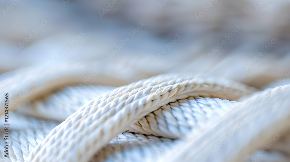 Close-up of intertwined white rope, showcasing texture and detail. Close-up of intertwined white rope, showcasing texture and detail.
