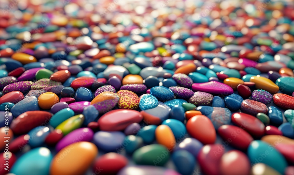 Colorful pebbles pattern on surface at low angle Colorful pebbles pattern on surface at low angle