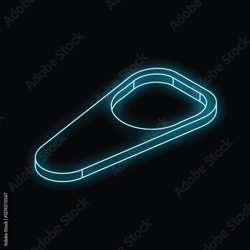 Glowing neon line price tag icon isolated on black background. Vector illustration