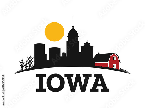 Des Moines Iowa Skyline in Black Vector Illustration