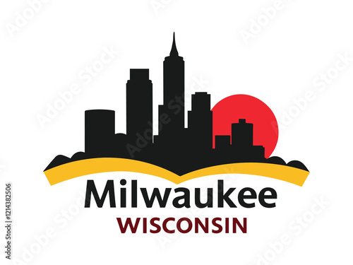 Milwaukee Wisconsin Skyline with Cheese Wedge and Rolling Hills