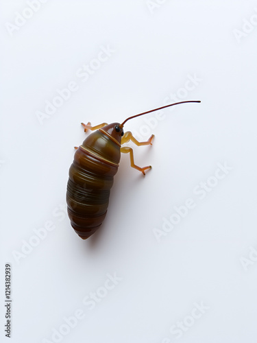 South India Small Tussore, Antheraea paphia, chrysalis, outside shell against white background photo