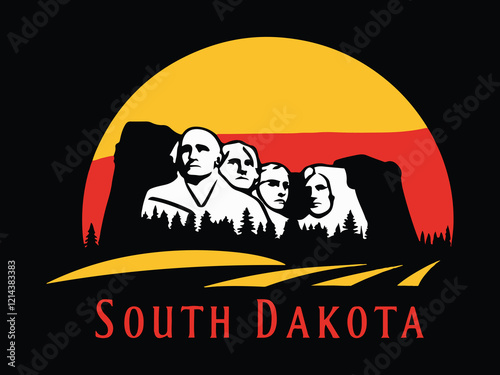 Pierre South Dakota Skyline with Mount Rushmore and Rolling Hills