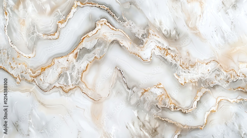 A close up of marble with white and gold veins. A close up of marble with white and gold veins.