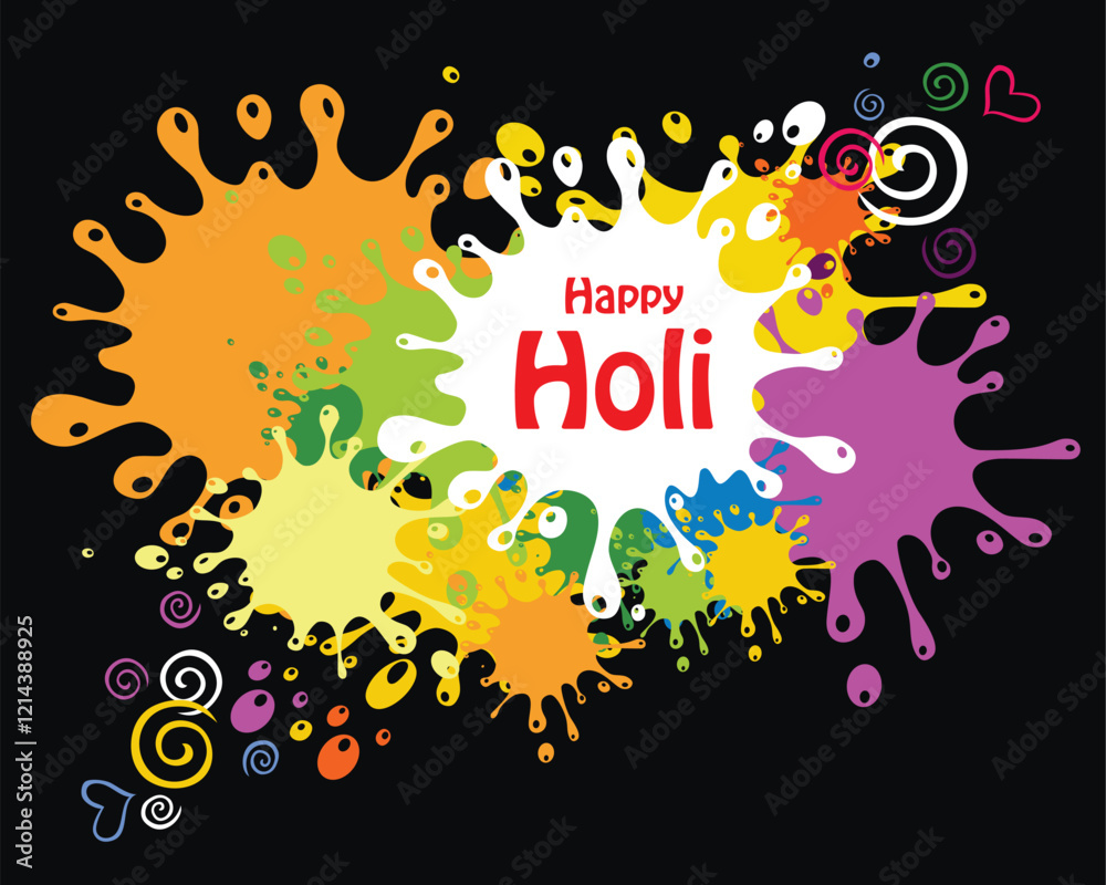Fototapeta premium Indian festival Happy Holi celebrations with colors splash. Vector background. Vector illustration
