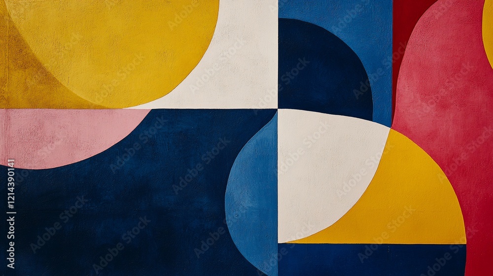 Abstract geometric art with vibrant colors and curved shapes. Abstract geometric art with vibrant colors and curved shapes.