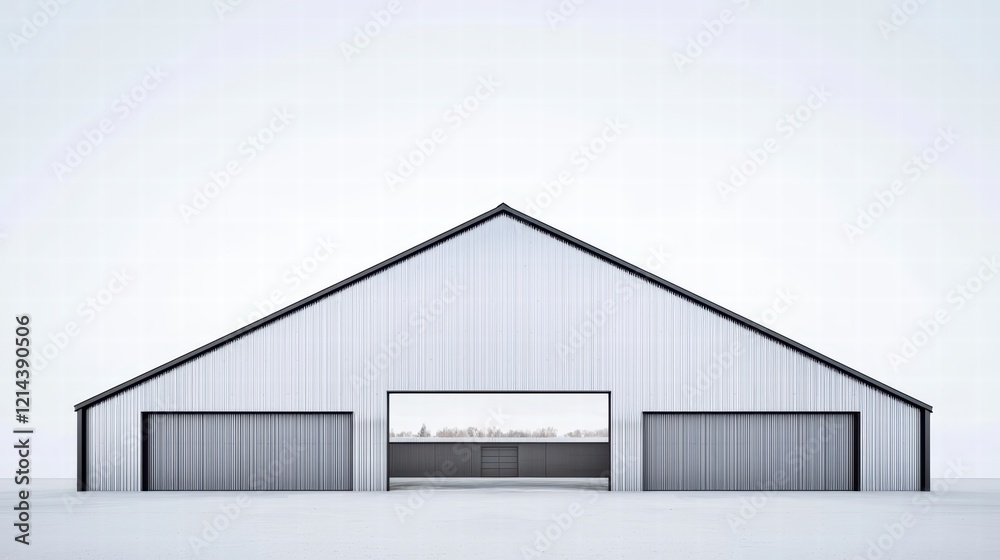 Fototapeta premium A large-scale modern barn with a minimalist design