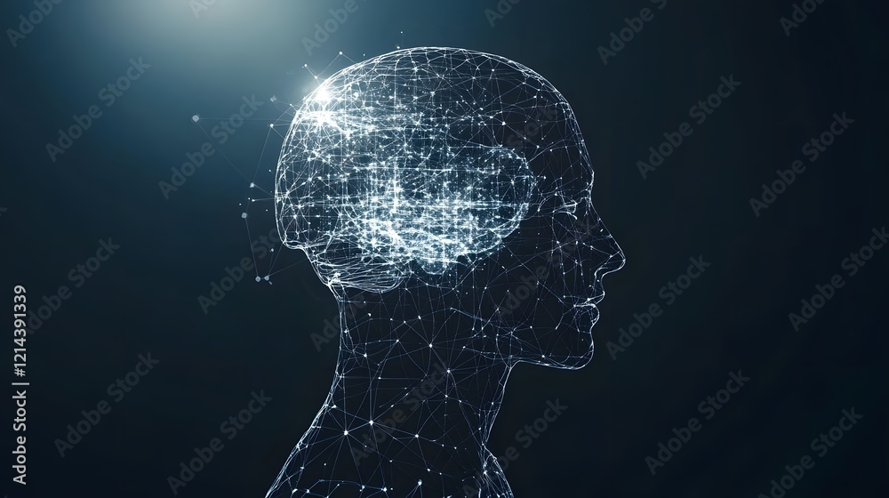 Obraz premium Abstract Digital Human Head Network Connections