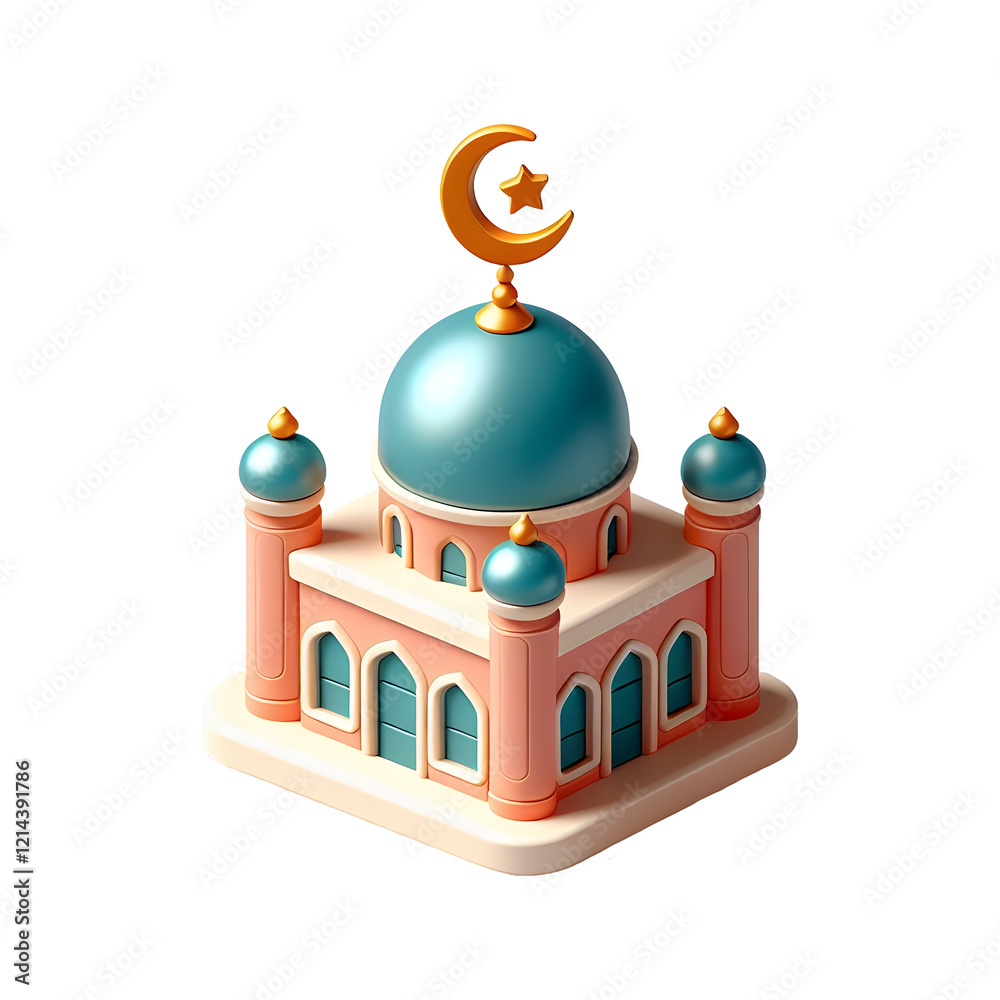 Obraz premium 3d Render Mosque Ramadan Kareem Moslem isolated 04