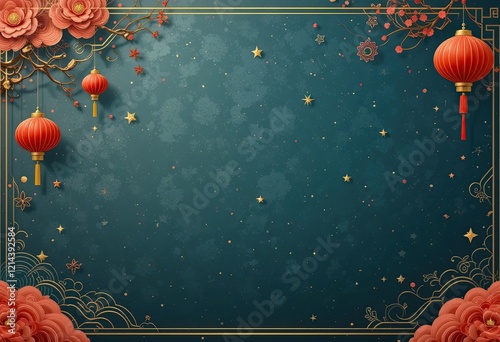 Simple Chinese New Year background. Space for text.