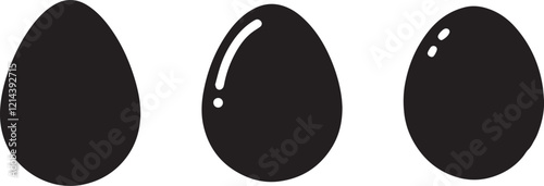 Easter egg black soild silhouette vector on transparent png background